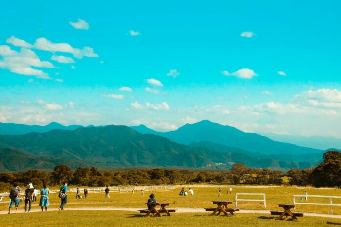 Photo by Ice Tea people on brown field near mountains during daytime